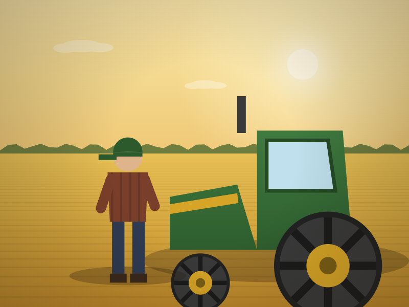 Gépkezelő a traktor mellett